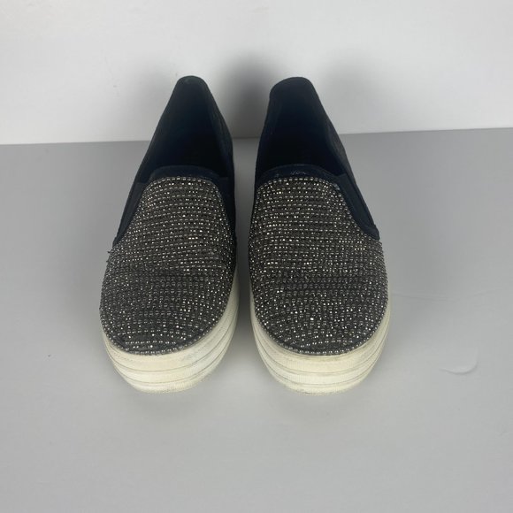 Skechers Shoes Womens 6 Double Up Shiny Dancer 801 Black Casual Slip On Sneaker - Picture 8 of 16